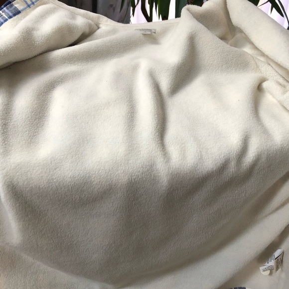L.L.Bean blue and white plaid fleece lined shacket size S oversized - Picture 3 of 9